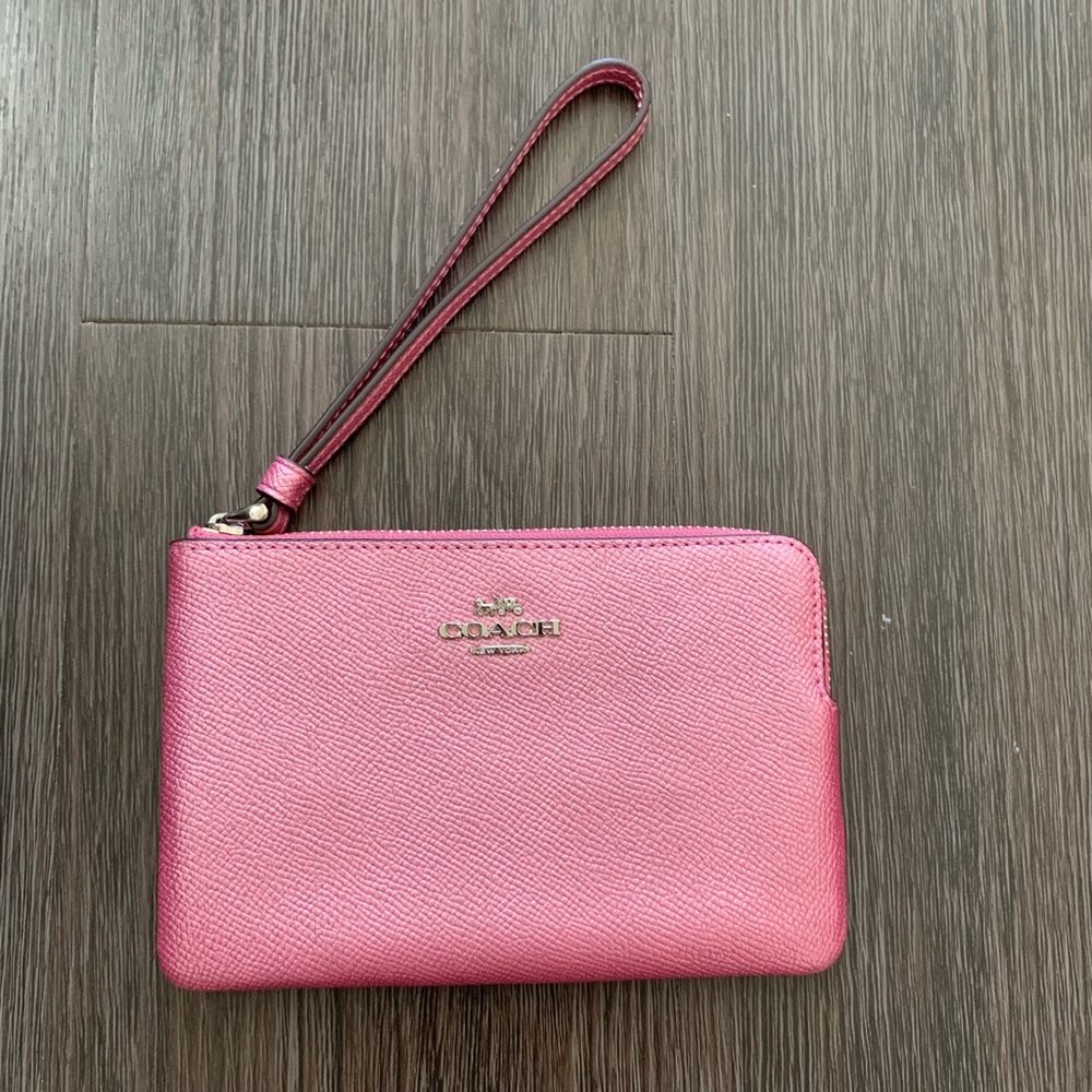 Coach Metallic Pink Small Wristlet